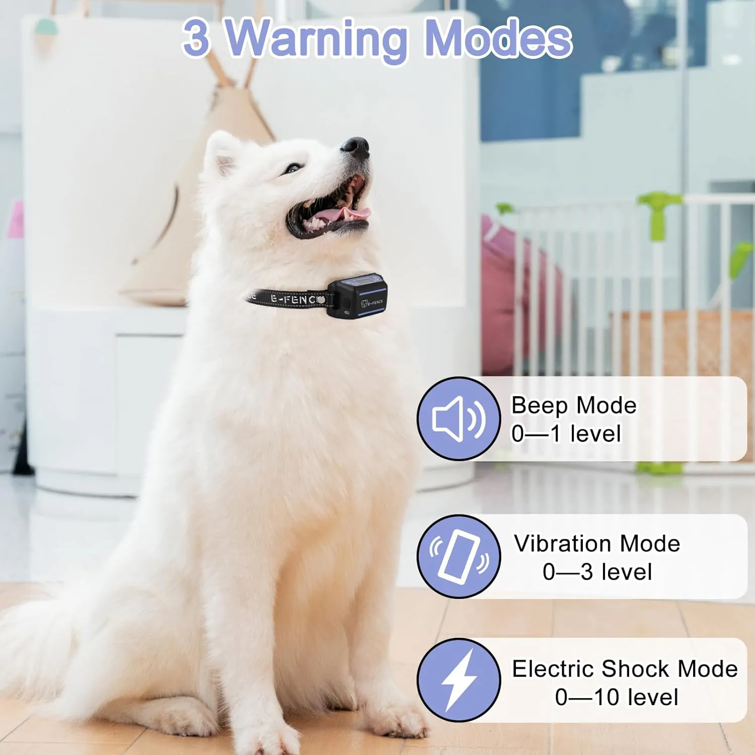 E-FENCE GPS Wireless Dog Collar Fence System,Electric Dog Collar Fence,Adjustable Warning Strength,Pet Containment System, Outdoor Use Only,Rechargeable