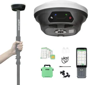 E1 Lite GNSS RTK GPS Surveying Equipment – 1408 Channels RTK Rover for High-Precision Measurement, Land Survey, Topographic Mapping, CORS Correction, with SC200 Collector & Software, FCC Certified