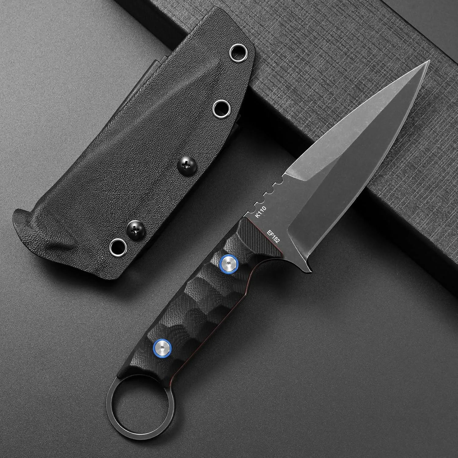 Eafengrow EF152 Fixed Blade Knife K110 Steel Blade G10 Handle Full Tang EDC Tool Knife for Outdoor Working Camping Hiking