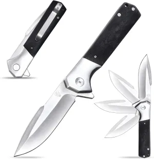 Eafengrow EF6 Folding Knives 5.2 inch Closed Knife 9Cr18Mov Blade Knifes G10 Steel Handle Ball Bearing Outdoor Camping Knife