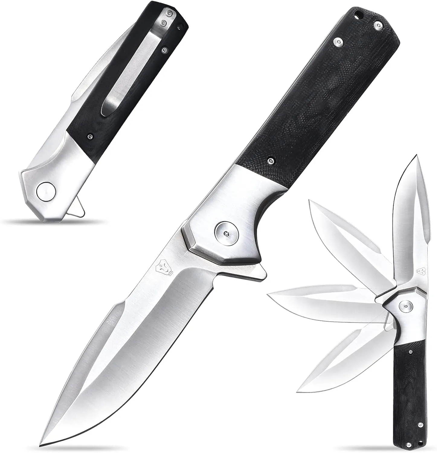 Eafengrow EF6 Folding Knives 5.2 inch Closed Knife 9Cr18Mov Blade Knifes G10 Steel Handle Ball Bearing Outdoor Camping Knife