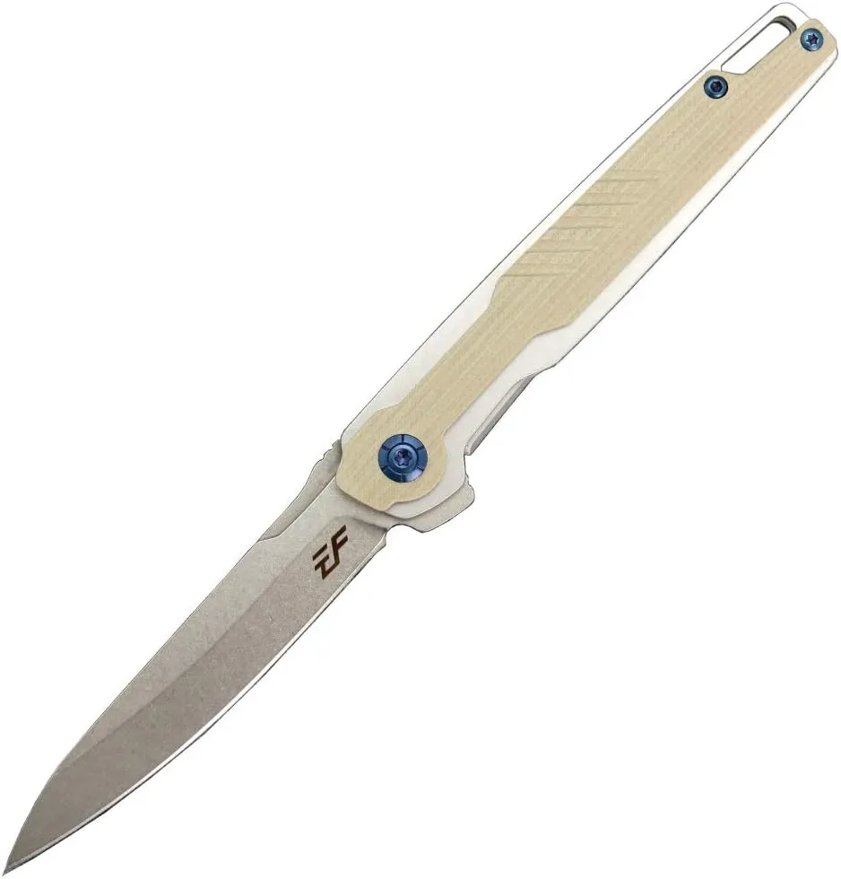 Eafengrow EF942 EDC Folding Knife, D2 Steel Blade Titanium Plating & G10 Handle,Pocket Clip with Frame Lock EDC Pocket Knife for Camping Hiking Survival Outdoor(Desert)