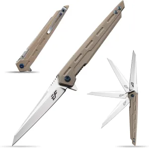Eafengrow EF948 Folding Knife D2 Steel Blade   G10 Handle camping Knife Outdoor EDC Tool Knives (Desert)