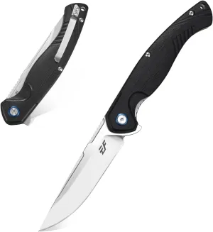 Eafengrow EF953 Pocket Folding Knife G10 Handle D2 Blade,EDC Tool Knife for Outdoor Camping Hiking (Black)