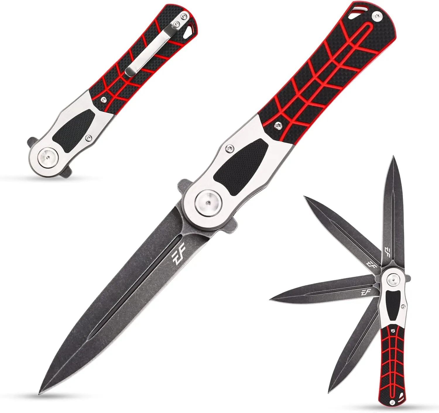 Eafengrow EF970 Folding Knife D2 Steel Blade G10 Handle EDC Tool Knife for Working Camping Hiking (Black)