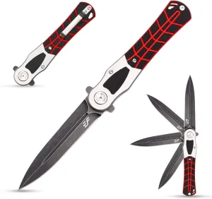 Eafengrow EF970 Folding Knife D2 Steel Blade G10 Handle EDC Tool Knife for Working Camping Hiking (Black)
