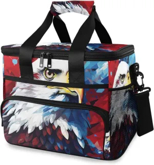 Eagle America Vintage Blue Flag Cooler Bag Insulated Cooler Soft Sided Cooler 24 Can Portable Picnic Bag Large Leakproof Lunch Bag Box for Beach Grocery Camping Travel Car Men Women