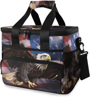 Eagle Flag American Stars Stripes Cooler Bag Insulated Cooler Soft Sided Cooler 24 Can Portable Picnic Bag Large Leakproof Lunch Bag Box for Beach Grocery Camping Travel Car Men Women
