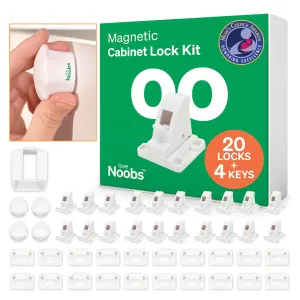 Easy Installation Magnetic Child Safety Cabinet Locks by LoveNoobs™, 20 Locks   4 Keys, Keep Your Little Ones Safe with Easy-to-Install, Secure Baby Proofing for Cabinets and Drawers