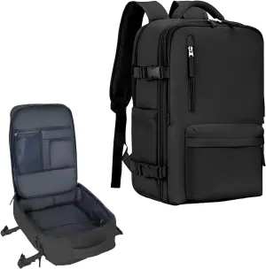 Easypack Usa Backpack, Easy Pack Backpack, 40L Expandable Carry on Flight Approved Travel Bag for Women Men, Black