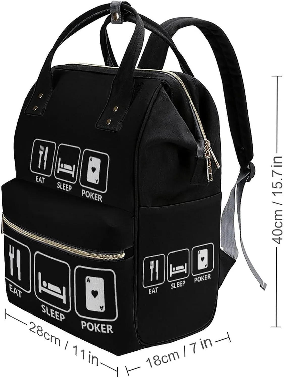 Eat Sleep Poker Large Travel Bag Backpack Waterproof Bags for Women Back Pack with Bottle Pocket