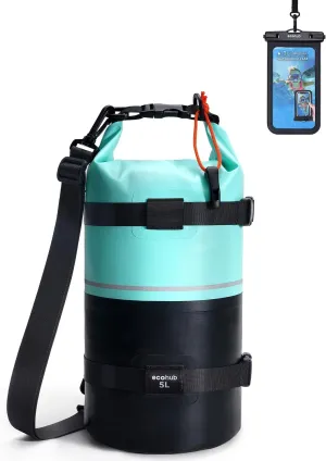 ECOHUB Waterproof Dry Bag for Women Men, 5L/10L/20L Roll Top Lightweight Dry Storage Bag Backpack for Travel Kayaking Hiking Floating with Waterproof Phone Case