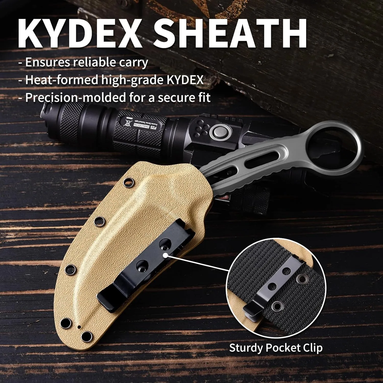 EDC Fixed Blade Knife with Sheath, Camping Knife Fixed Blade 3.2" Outdoor Survival Blade Full Tang Hunting Knives for Men Women IB-03