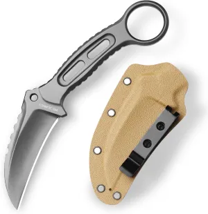 EDC Fixed Blade Knife with Sheath, Camping Knife Fixed Blade 3.2" Outdoor Survival Blade Full Tang Hunting Knives for Men Women IB-03