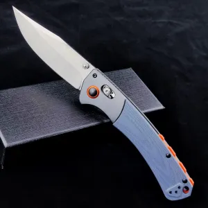 EDC Poceket Knife for Men, Clip Point D2 Blade, Plain Edge, Satin Finish, G10 handle, Axis Lock, Thumb Stud Manual Open Camping Folding Knife for Outdoor Fishing (blue)