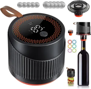 Electric 4 in 1 Mason Jar Vacuum Sealer Kit with Wine Stopper and Inflating Regular Mouth Mason Jars Electric Sealer for Wide Canning Vacuum Sealer Mason Jar