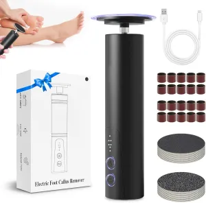Electric Foot Callus Remover, 2 in 1 Foot File Grinder Tool with 6 Speed Controller and 20Pcs Replacement Sandpaper and 20Pcs Barrel Sandpaper, Rechargeable Pedicure Tools for Men Women