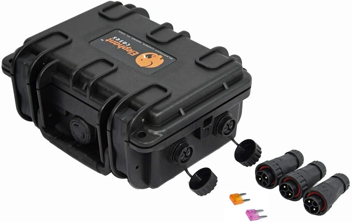 Elephant B095D2 Kayak Battery Box Waterproof Battery Enclosure for Powering GPS, Fish Finders, Led Lights, Aerator Pump (2 Pin Dual)