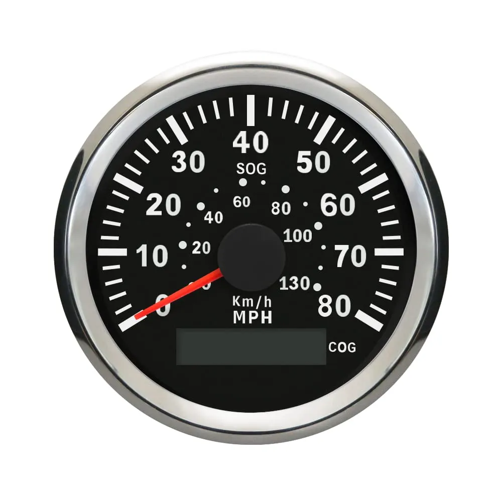 ELING 85mm Waterproof 80 MPH GPS Speedometer Speed Gauge Kit with Course for Marine Jet Ski with Backlight 12 24 Volt (LED Shows Course not Odometer)