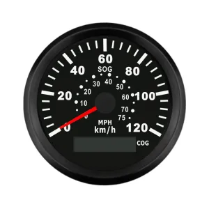 ELING Waterproof MPH GPS Speedometer 0-120km/h 0-75MPH with Course Over Ground Red Backlight for Boat Yachts 12V 24V