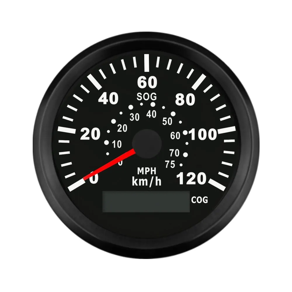 ELING Waterproof MPH GPS Speedometer 0-120km/h 0-75MPH with Course Over Ground Red Backlight for Boat Yachts 12V 24V