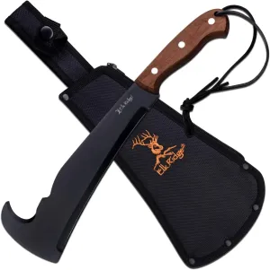 Elk Ridge - Outdoors Fixed Blade Machete, Black Stainless Steel Blade, Full Tang, Brown Wood Handle, Nylon Sheath - Hunting, Camping, Survival - ER-MHT003BK