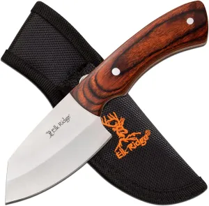 Elk Ridge - Outdoors Gorge Fixed Blade Knife - 7.0-in Overall, Satin Finish Stainless Steel Drop Point Blade, Wood Handle, Includes Nylon Sheath, Hunting, Camping, EDC - ER-200-27BR