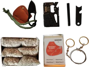 Emergency Fire Starter Magnesium 6 Bag Ferro Striker Multi Purpose Survival Tool Saw Wire Wax Rope for Hiking Camping Bushcraft   Tin Box (FerroStriker   Mg   Tool   Saw   Knife   Blanket)