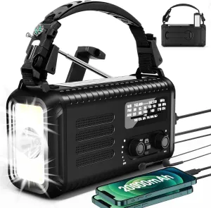 Emergency Hand Crank Weather Radio, Portable Solar Survival Radio with NOAA/AM/FM, 72000mWh/20000mAh Rechargeable Battery, Flashlight Reading Lamp, SOS Alarm Survival Kit for Hurricane,Power Outages