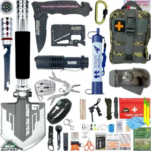 Emergency Survival First Aid Kit, Tactical Gear Bug Out Bag Best Men Gift Idea for Dad Camping Backpacking Hunting RV Travel Car Truck Boat Cool Gadget Stuff Prepper Equipment Accessories Supplies ACU