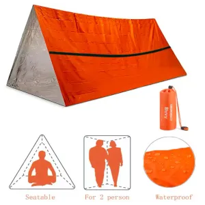 Emergency survival tent - foldable with whistle