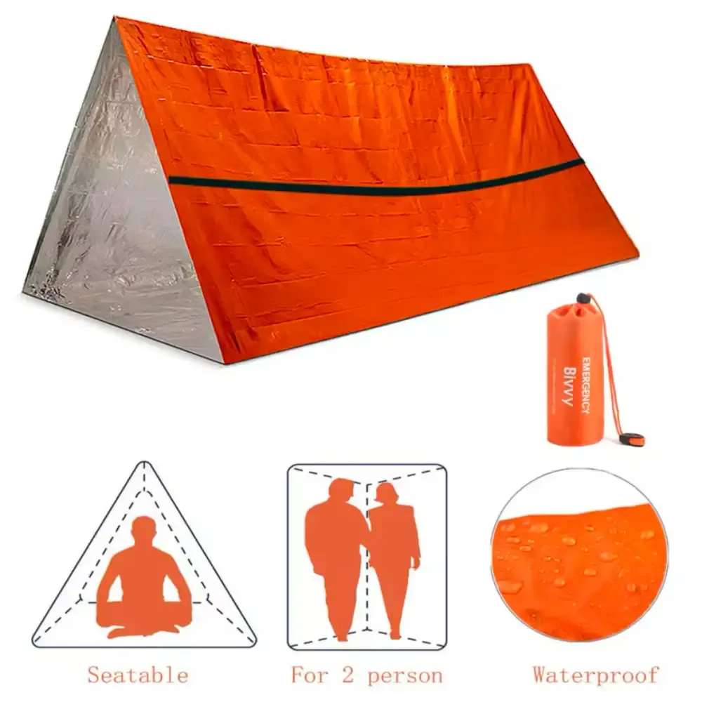 Emergency survival tent - foldable with whistle