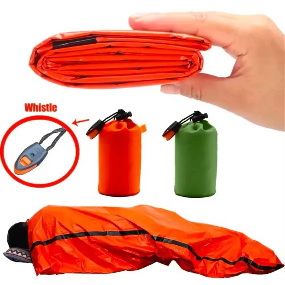 Emergency survival tent - foldable with whistle