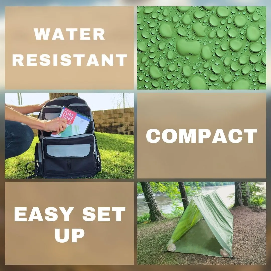 Emergency Zone Reflective & Green Survival 2 Person Tube Tents. Available in 1, 2, 3, 48 Packs. (Green, 48)