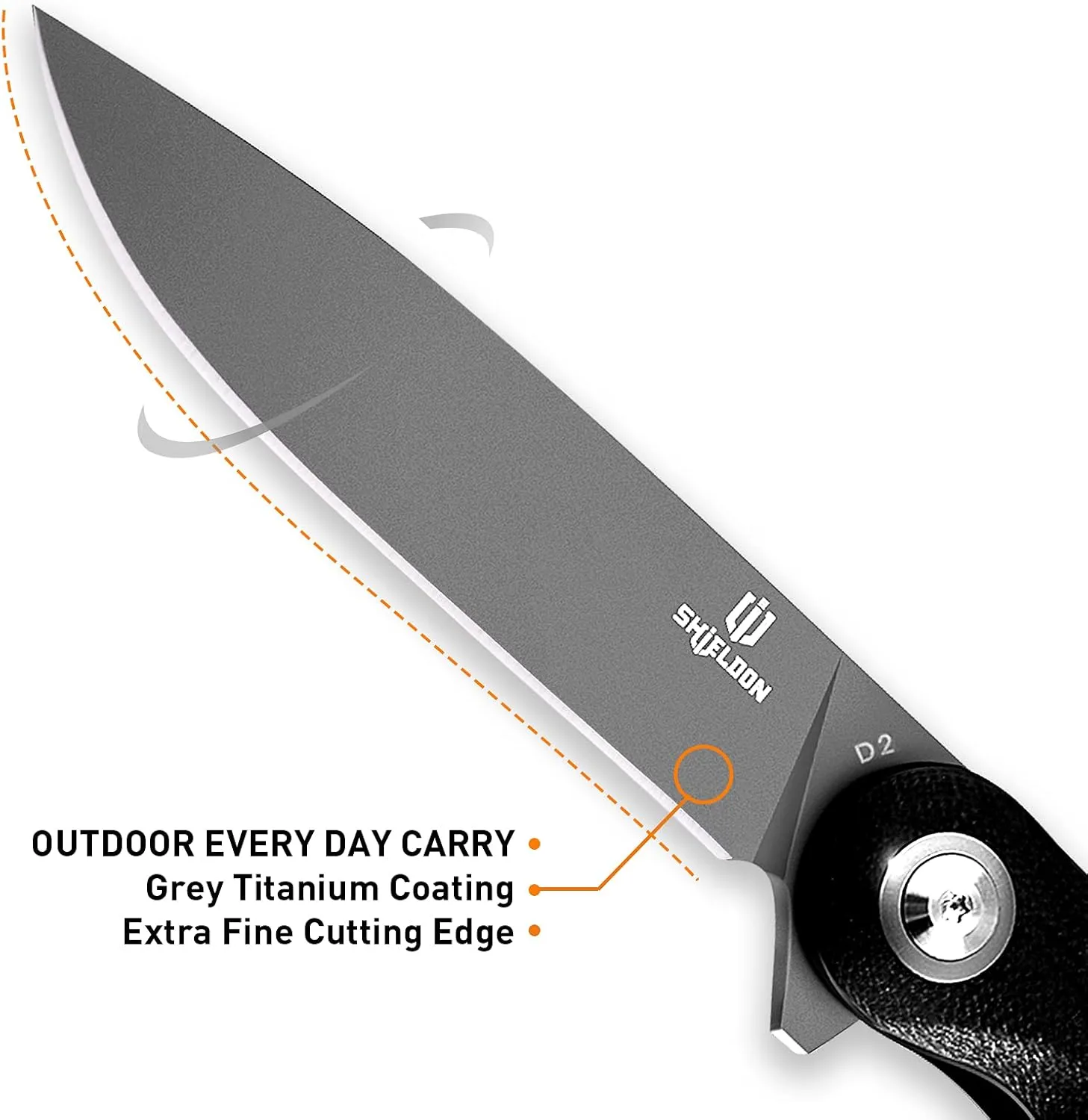 Empoleon Folding Knife 3.54" Gray Titanium Coating D2 Blade G10 Handle Ball Bearings Pivot Liner Lock Flipper Pocket Knife