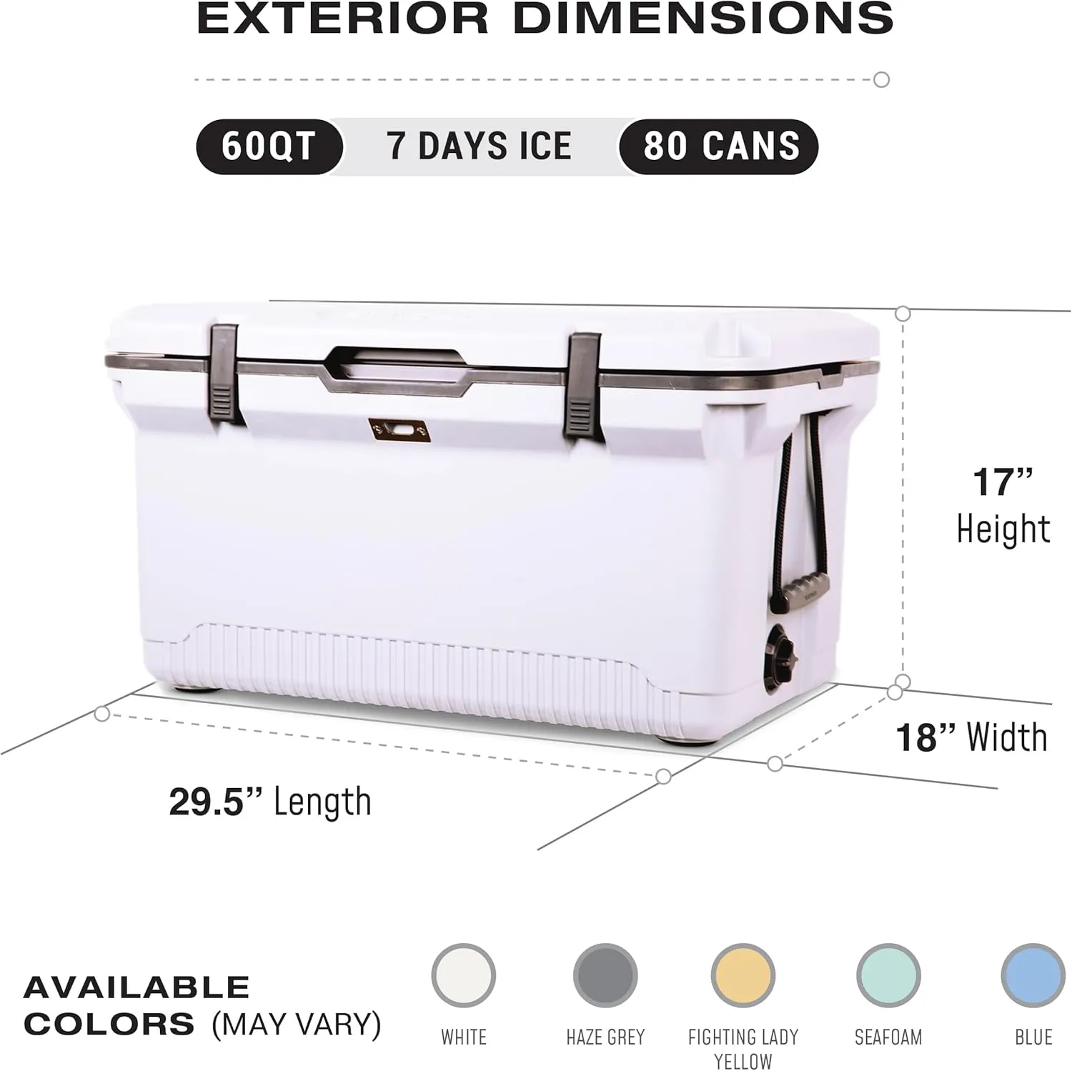 ENGEL 60 QT Ultra-Light Injection Molded Cooler - Ice Chest Keeps Ice up to 7 Days - Large Cooler Includes Wire Basket, Divider and Built-in Bottle Opener