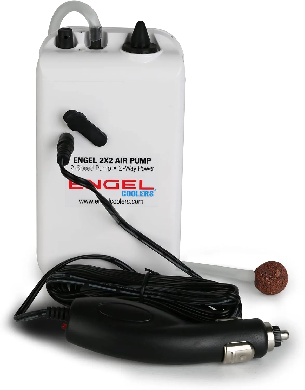 Engel Coolers ENG-AP Lightweight Portable Live Bait 2 Speed Aerator Pump with 12V Powered Adapter for Coolers or Buckets, White