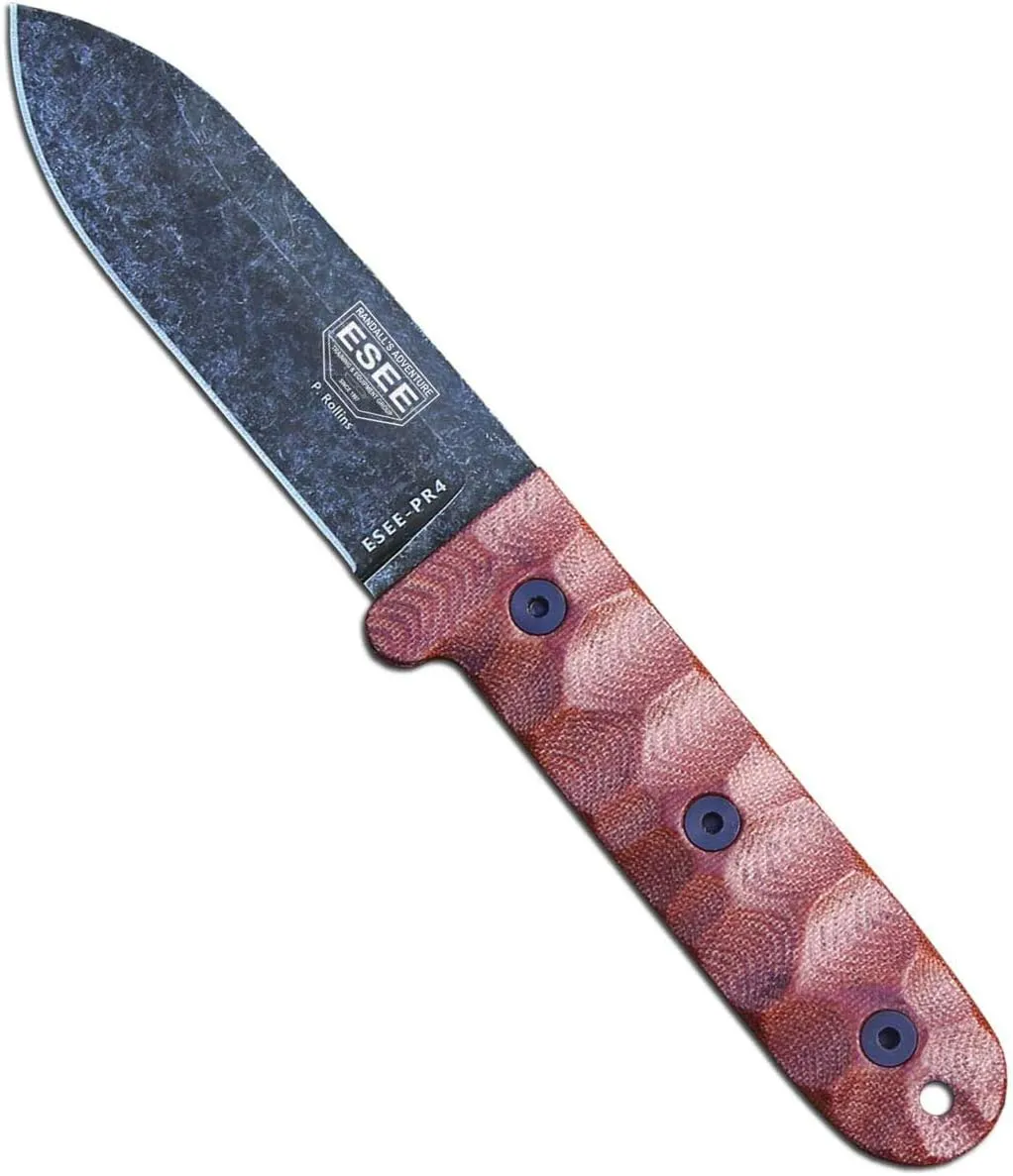 ESEE PR4 Fixed Blade Survival Knife –Field Tested, Durable and Reliable Bushcraft Knife with Dark Tan Sheath, Ideal for Survival, Outdoor Use, and EDC