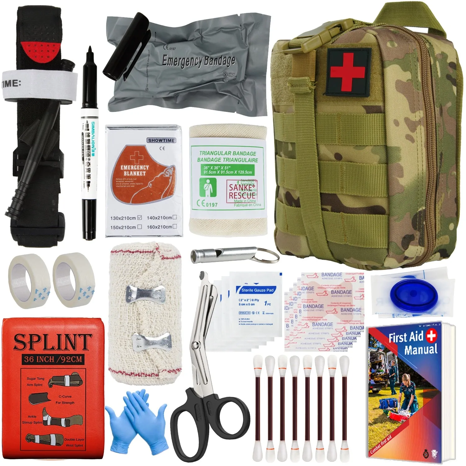 Essential Military IFAK Trauma Survival Kit: First Aid Medical Pouch for Emergency Situations during Travel, Hiking, and Car Trips