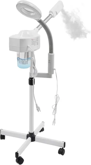 Esthetician Steamer for Women, 2-in-1 Salon Professional Facial Steamer with 5X Magnifying Lamp & Height Adjustable Stand Hot Mist Face Steame for Spa, Salon and at Home use