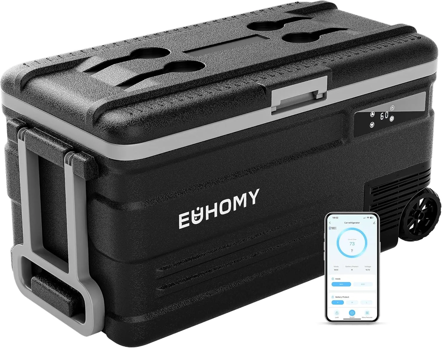 EUHOMY 12 Volt Refrigerator, 80QT(75L) 12V Fridge, Electric Cooler APP Control, Car Fridge 12/24V DC 110-240V AC, Car Refrigerator 0℉~68℉, 12 Volt Cooler for Camping, Trip, Truck, Boating, Outdoor