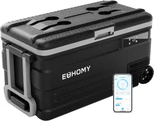 EUHOMY 12 Volt Refrigerator, 80QT(75L) 12V Fridge, Electric Cooler APP Control, Car Fridge 12/24V DC 110-240V AC, Car Refrigerator 0℉~68℉, 12 Volt Cooler for Camping, Trip, Truck, Boating, Outdoor