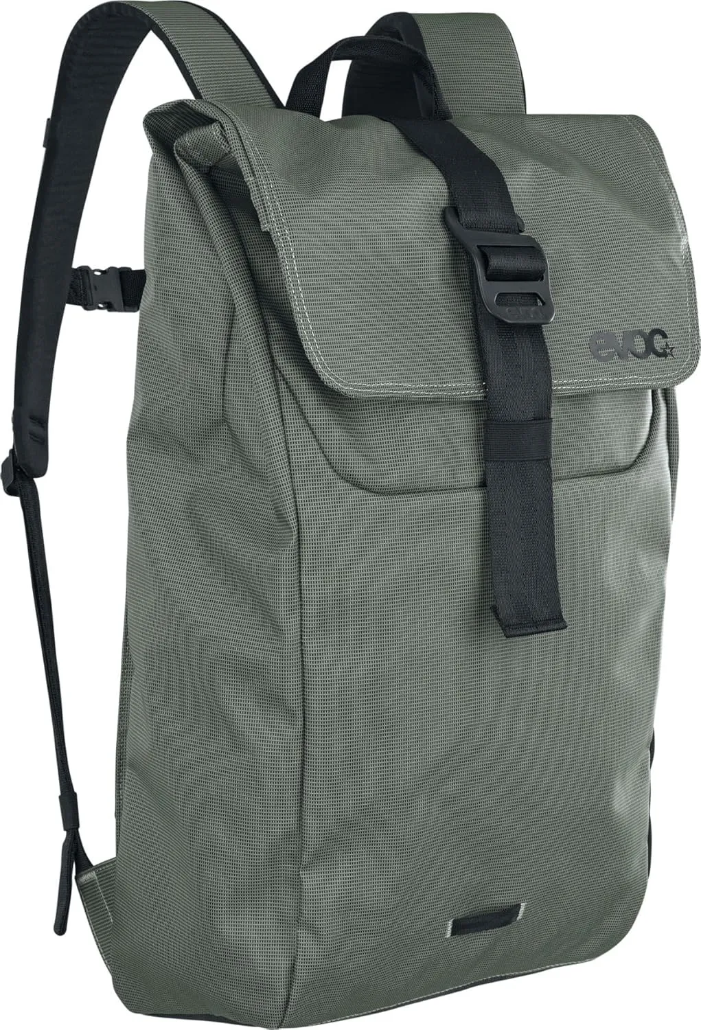 EVOC Duffle Backpack 16 Backpack (Waterproof and 100% PVC-Free Tarpualin, Lid with Aluminium Hook Closure, Volume: 16 litres, Weight: 825 g, Dimensions: 48 x 31 x 12 cm), Dark Olive - Black