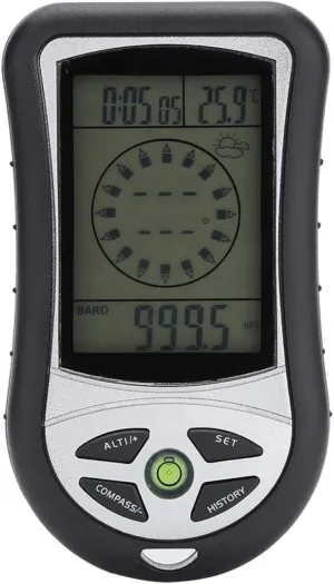 EVTSCAN Handheld Digital LCD Altimeter, 8 in 1 Multifunction, Altimeter, Barometer, Compass, Weather Forecast, Time, Calendar, Thermometer and Backlight, for Outdoor Hiking, Climbing and Fishing