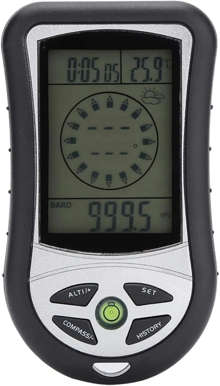 EVTSCAN Handheld Digital LCD Altimeter, 8 in 1 Multifunction, Altimeter, Barometer, Compass, Weather Forecast, Time, Calendar, Thermometer and Backlight, for Outdoor Hiking, Climbing and Fishing