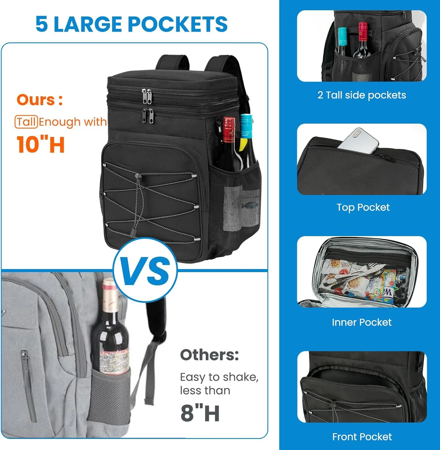 Expandable Backpack Coolers Insulated Leak Proof - 36/48 Cans Double Deck Cooler Backpack Waterproof - Soft Lightweight Portable Cooler Bag for Beach Picnic Camping Men and Women