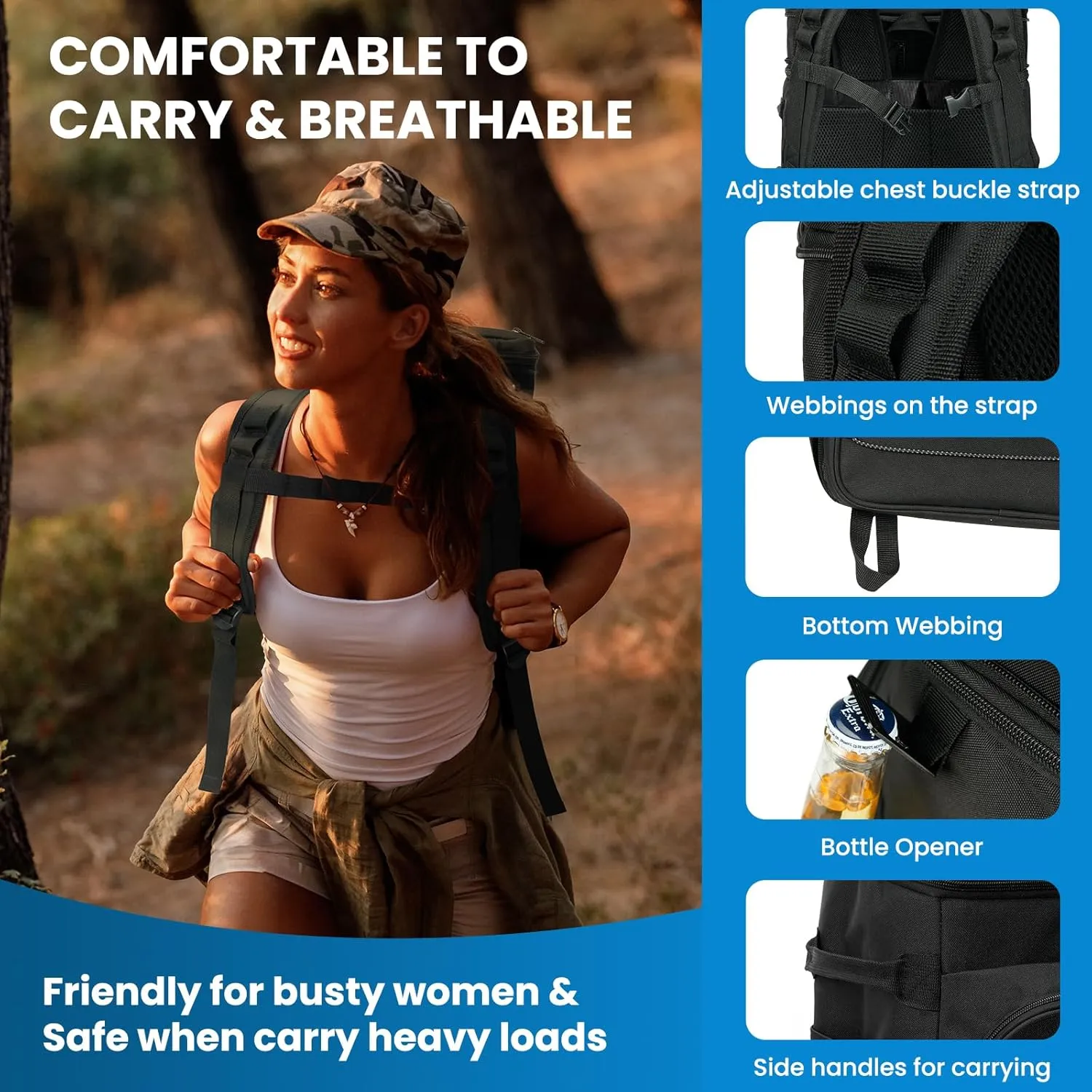 Expandable Backpack Coolers Insulated Leak Proof - 36/48 Cans Double Deck Cooler Backpack Waterproof - Soft Lightweight Portable Cooler Bag for Beach Picnic Camping Men and Women