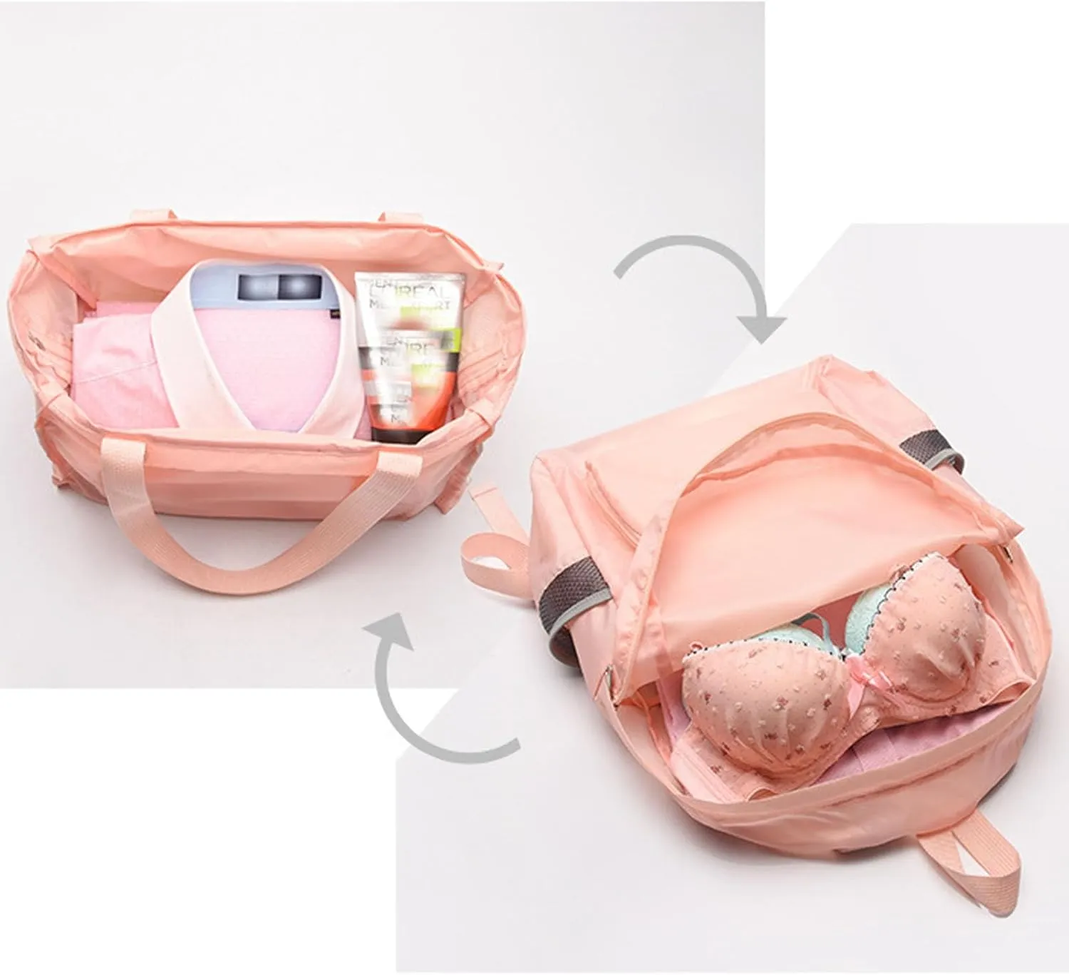 Expandable Tote Bag Foldable Duffle Bag For Outdoor Sports Multifunctional Travel Backpack Storage Bag (Grey)