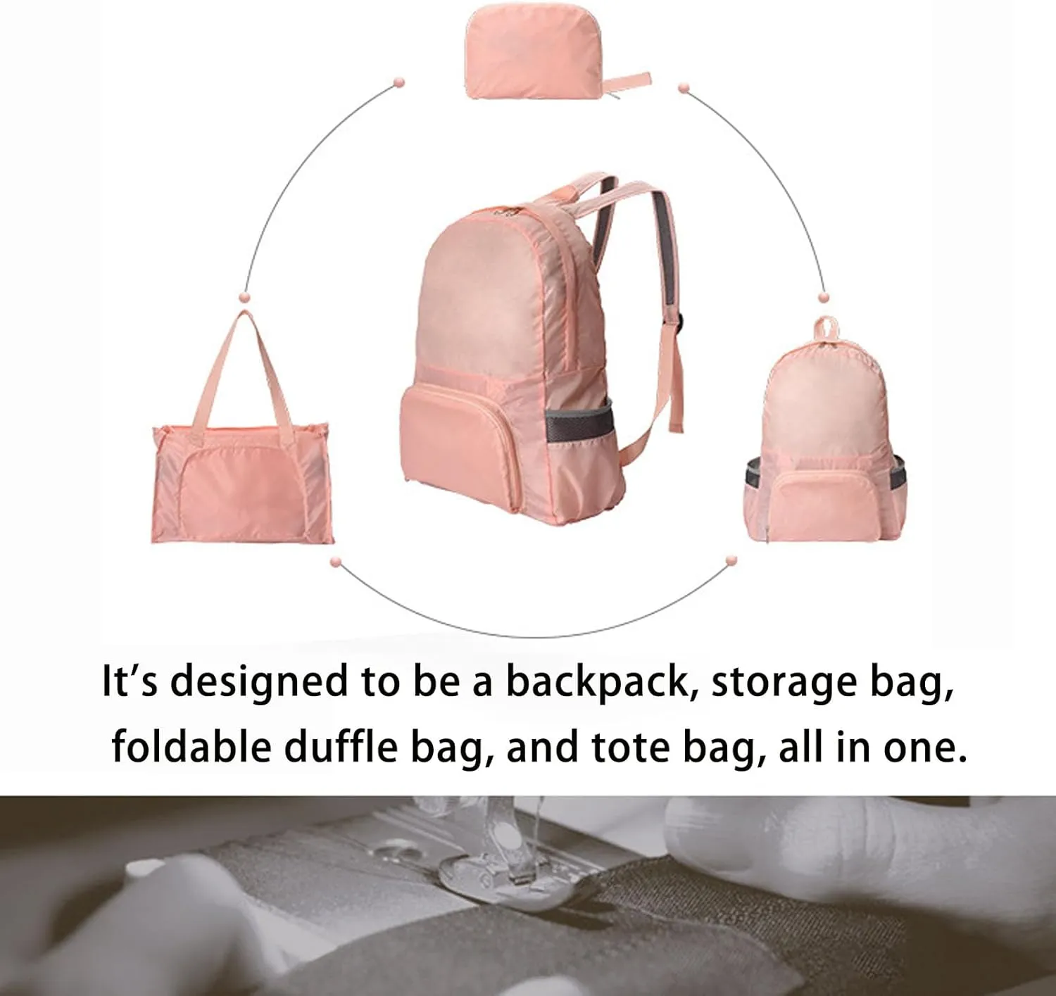 Expandable Tote Bag Foldable Duffle Bag For Outdoor Sports Multifunctional Travel Backpack Storage Bag (Grey)