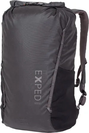 Exped Typhoon 25 Backpack - Waterproof Lightweight Multifunctional Roll-Top Travel Daypack with Compact Packed Size, Black, 25L